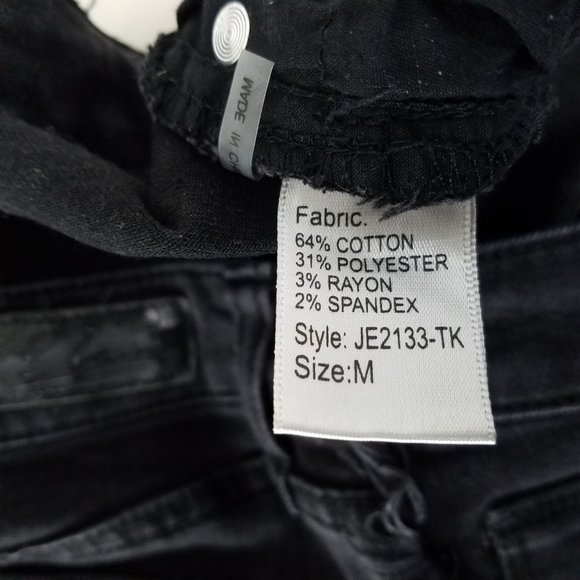 Elan Jeans Womens Size Medium Mid Rise Skinny Ankle Distressed Black Denim - Picture 9 of 15